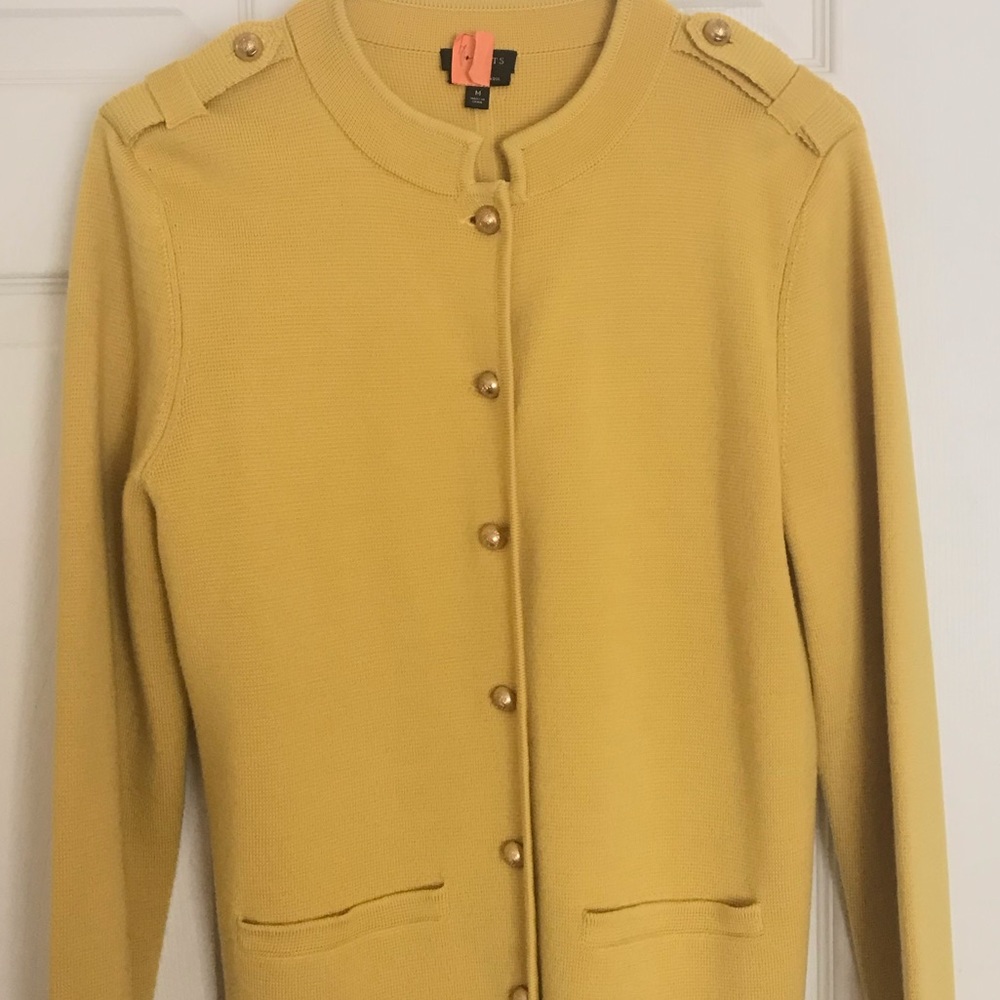 Mustard Yellow Talbots button-up Wool Sweater